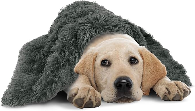 The Dog’s Blanket – Faux Fur Dog Blanket, Grey, Large, 28x42