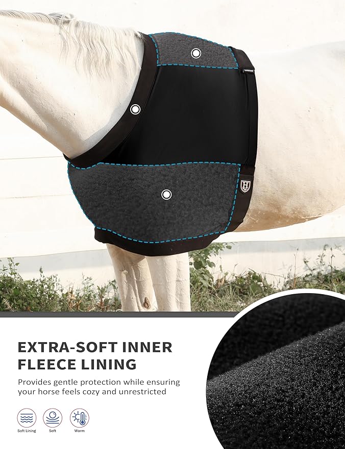 Harrison Howard Horse Shoulder Guard Thick Stretchy with Inner Soft Fleece Lining Adding Comfort Prevents Chafing Black M