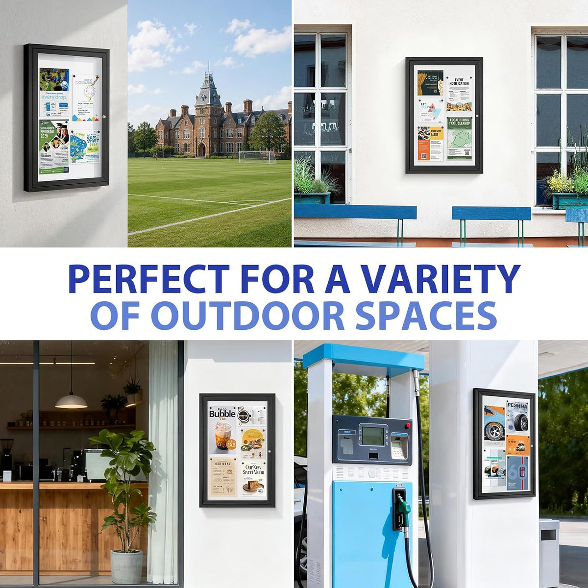 SWANCROWN 36x24 in Outdoor Bulletin Board, Enclosed Whiteboard, Black Frame