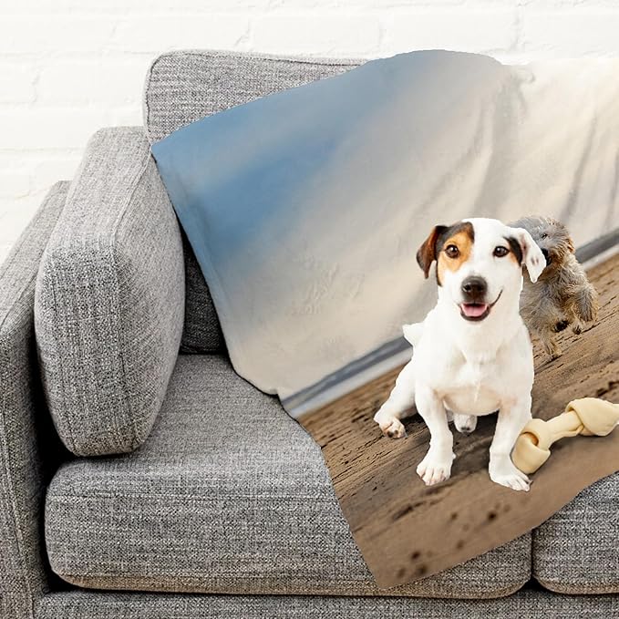 Prints Next Day – Custom 60" x 80" Plush Pet Lightweight Blanket with Photo Upload - Gift for Dog or Cat Owners - Personalized Couch Throw - Printed in America