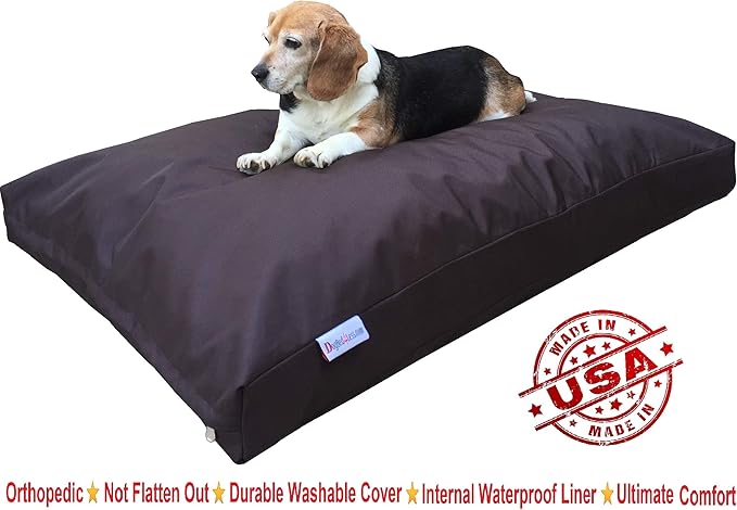 Dogbed4less Memory Foam Dog Bed for Medium to Large Dogs with Orthopedic Comfort, Waterproof Liner and Heavy Duty Nylon Cover 47X29 Pillow, Seal Brown