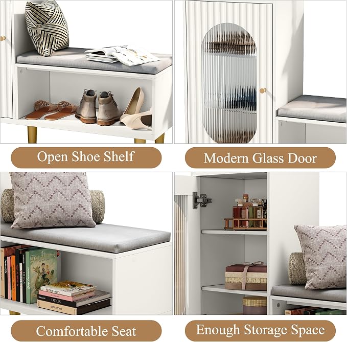 HLR Storage Bench Set of 2, L-Shaped Storage Cabinet