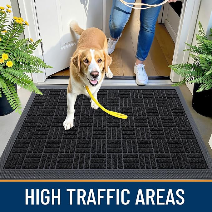 OLANLY Front Door Mat Outside Entrance 71x23, Heavy Duty Sturdy Natural Rubber