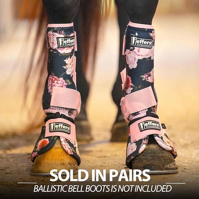 Jeffers Expression Protective Horse Boots 1 Pair, Rose Garden - Safe Neoprene Leg Guards, Comfortable Fit, Durable Strap Closures, Front & Hind Support, Accessories for Travel & Riding - Large