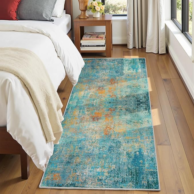 RELEANY Washable Area Rugs 2'x6' Non-Slip Modern Abstract Soft