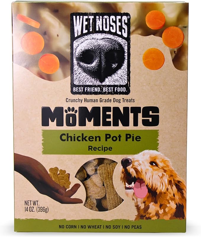 Wet Noses Moments Non-GMO Chicken Pot Pie Bone Crunchy Dog Treats - 14oz | No Corn, Wheat, Soy or Peas, Made with 6 Simple Ingredients