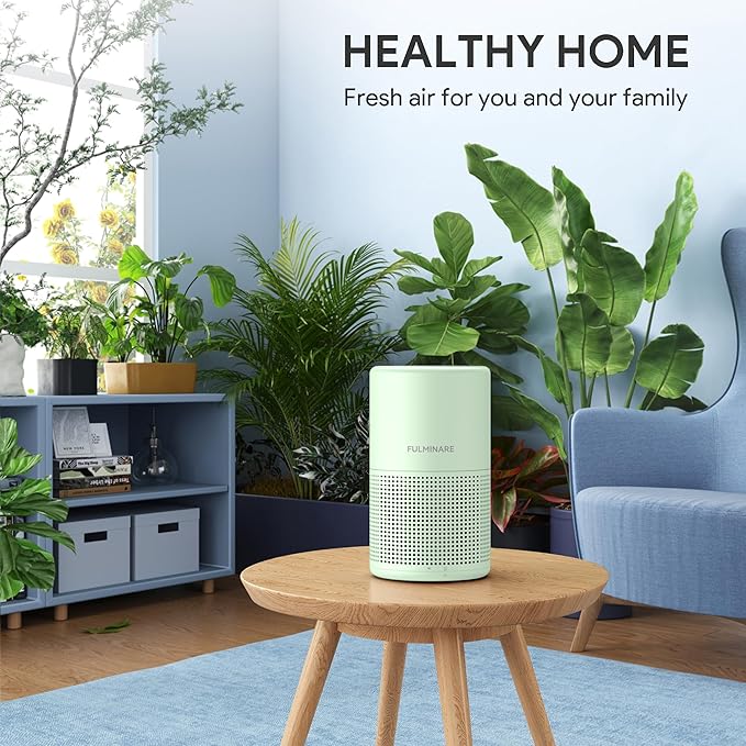 FULMINARE Air Purifiers for Home Bedroom H13 HEPA Air Purifier, 3 Speeds, Timer, 24dB, Small Mini Air Purifier with Night Light, Green