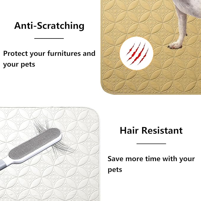 Waterproof Dog Blanket, Small Pet Couch Covers for Sofa, Chair Bed Furniture Protector Washable Reversible(30"x30",Sand+Cream and 52"x82", Sand+Cream)