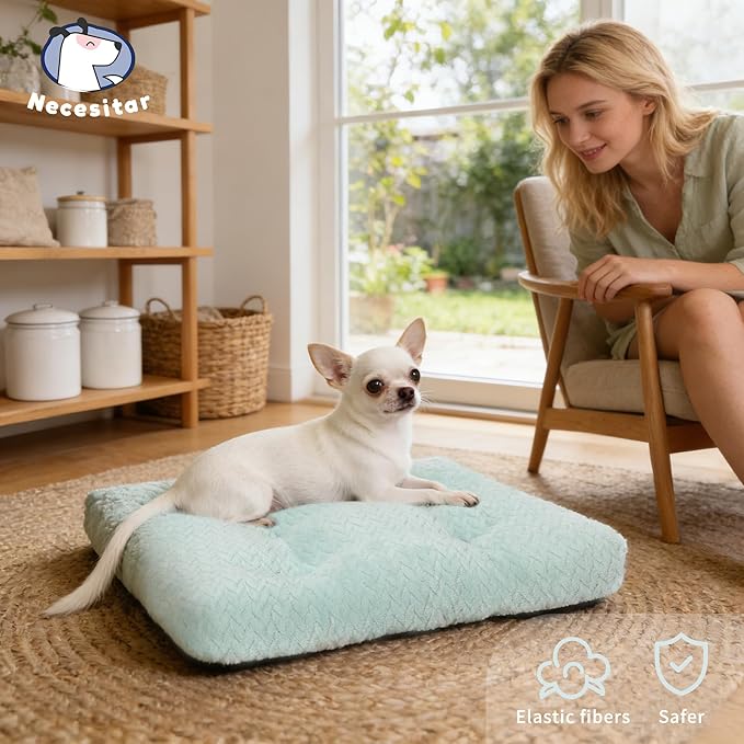 18 inch Dog Crate Bed Dog Mats for Sleeping,Up to 10 lbs Fluffy Sage Green Puppy Pad XXS