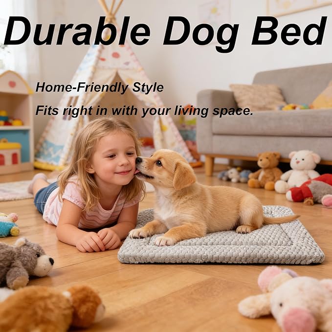 Dog Bed Mat - Soft Crate Pad for Kennel, Durable Pet Bed for Small Dogs & Cats - Comfort Support for Pet Crate, Cage, House