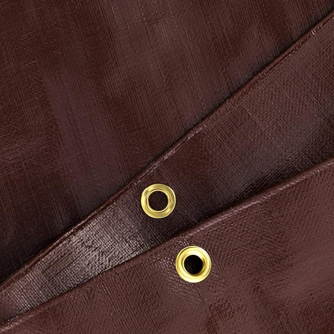 WHITEDUCK Super Heavy Duty Poly Tarp Cover 16 Mil & 10 Mil with Grommets and Reinforced Edges (Brown, White & Silver Black) (Brown- 16 Mil, 12' x 25')