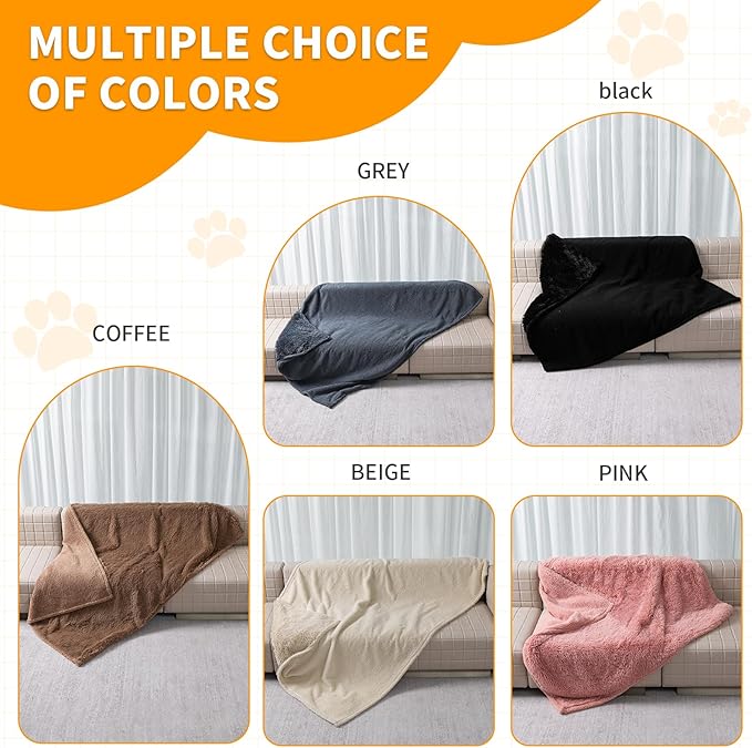 Pink Calming Dog Blanket 57x40in Waterproof Pet Blankets Fluffy Long Faux Fur Cat Throw Blankets for Couch Furniture Protector Love Bed Cover Washable(Pink,M)