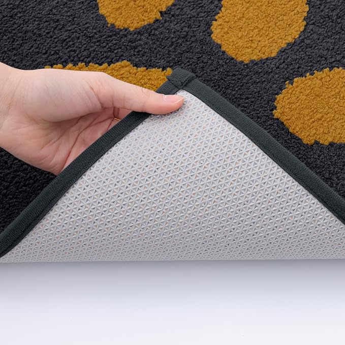 Buganda Dog Door Mat for Muddy Paws, Absorbent Dirt Trapper Washable Indoor Doormats, Non Slip Low-Profile Mud Mat for Dogs, Front Entrance Doormat for Inside Floor (36x24Inches,Dark Grey and Yellow)