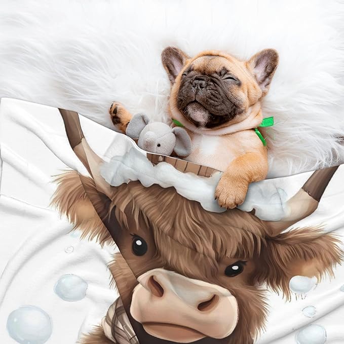 Waterproof Dog Blanket Soft Pet Blanket for Puppy Cat, Fleece Cat Throw Blankets for Furniture Bed Couch Sofa Reversible - Cow