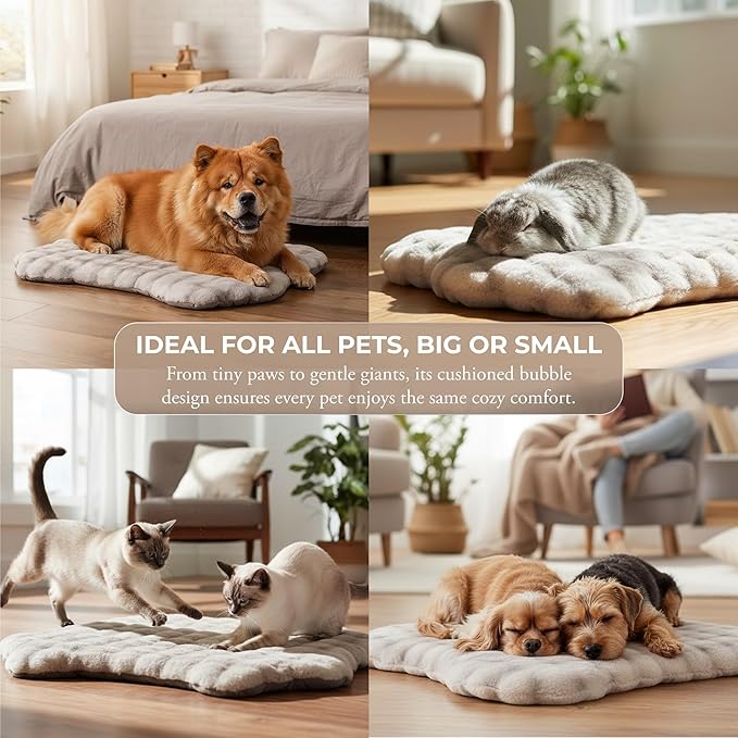 Mon Chateau 35” x 40” Faux Fur Bubble Mat, Machine Washable Waterproof Orthopedic Memory Foam Pad, Anti-Skid Bottom for Dogs, Pets & Home Use, Marble