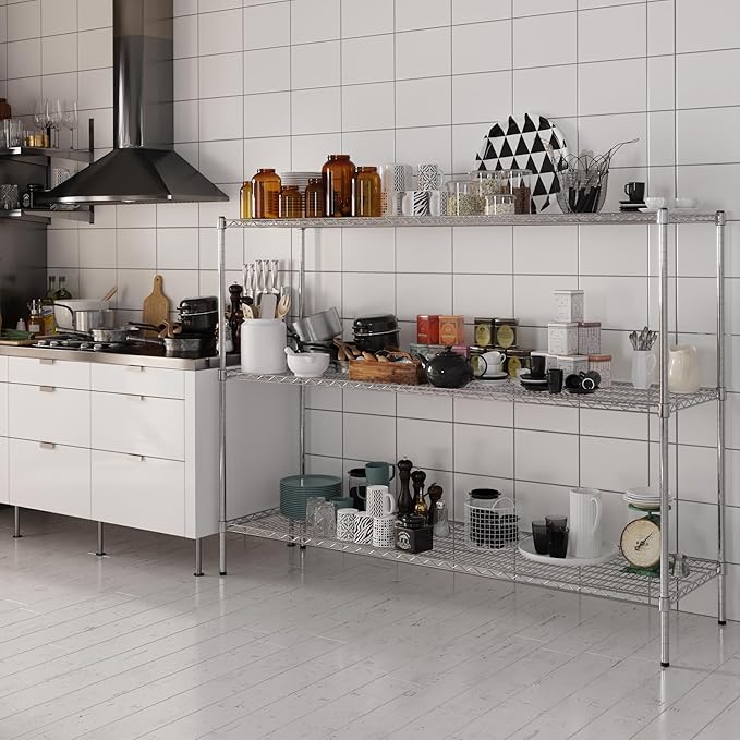 21" Deep x 72" Wide x 54" Height Wire Shelving Kit | 3-Tier | NSF Commercial Storage Rack Unit