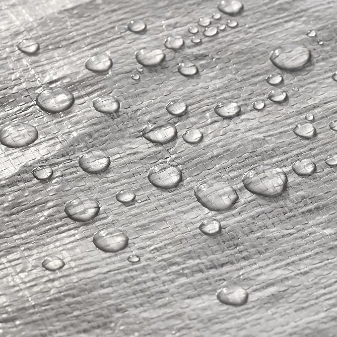 WHITEDUCK Super Heavy Duty Poly Tarp Cover 16 Mil & 10 Mil with Grommets and Reinforced Edges (Brown, White & Silver Black) (Silver Black- 16 Mil, 12' x 20')