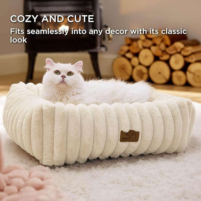 Bedsure Corduroy Fleece Puppy Beds Kitten Bed
