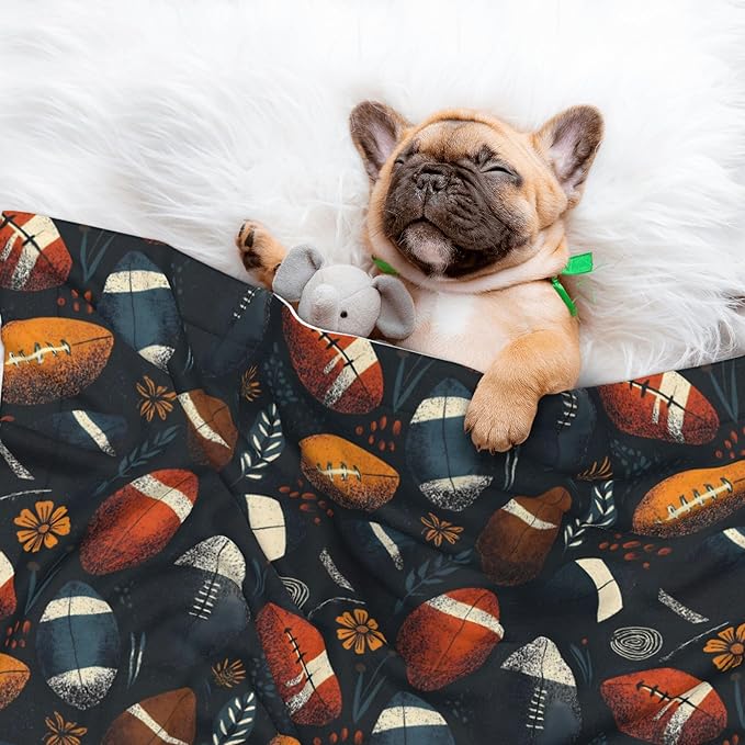 Waterproof Dog Blanket Soft Pet Blanket for Puppy Cat, Fleece Cat Throw Blankets for Furniture Bed Couch Sofa Reversible - Football