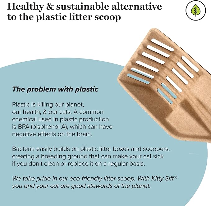 Kitty Sift FiberScoop Disposable Litter Scoop, Plastic-Free & Sustainable - Natural, One Size (Pack of 2)