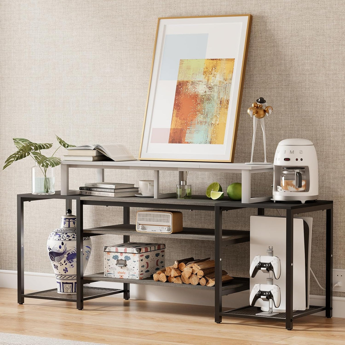 aboxoo 45" TV Riser for 32-60 inch TV, TV Shelf with Steel Legs