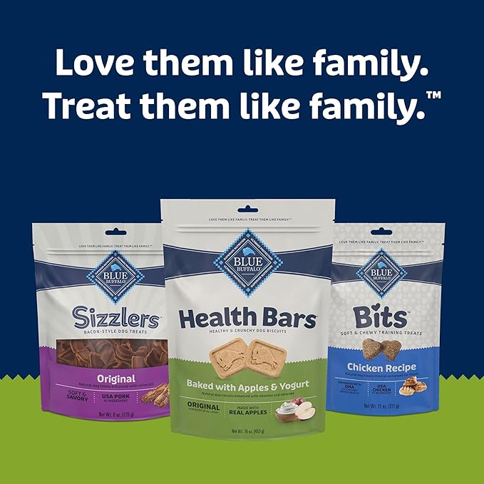 Blue Buffalo Health Bars Crunchy Dog Biscuits, Oven-Baked with Natural Ingredients, Apples & Yogurt, 16-oz Bag (Pack of 4)