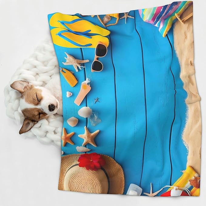 Waterproof Dog Blanket Soft Pet Blanket for Puppy Cat, Fleece Cat Throw Blankets for Furniture Bed Couch Sofa Reversible - Boards and Beach
