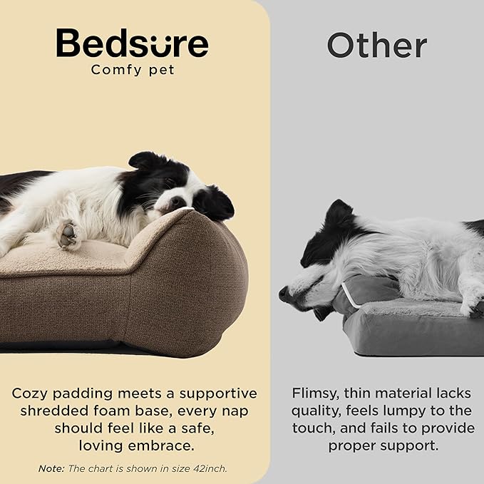 Bedsure SupportMax™ XL Pro Orthopedic Dog Beds Large Sized Dog - Extra Thick Supportive Dogs Couch with Waterproof Washable Cover, Extra Large Comfort Pet Sofa with Soft Sherpa & Nonskid Bottom, Brown
