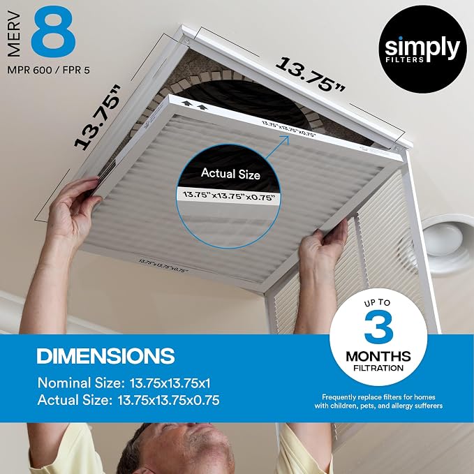 Simply 18x25x1 Air Filter, Merv 8, 12 Pack,