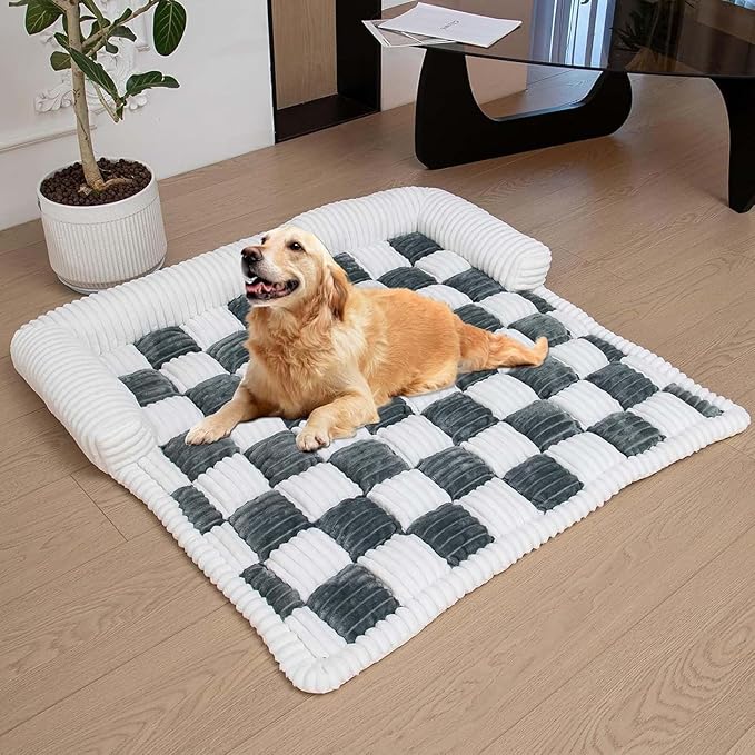 Pet Couch Covers for Sofa, Cat Dog Couch Cover Protector, Dog Bed Mat for Sofa Couch Furniture Protector Cream Square Plaid Cozy Dog Couch Cover