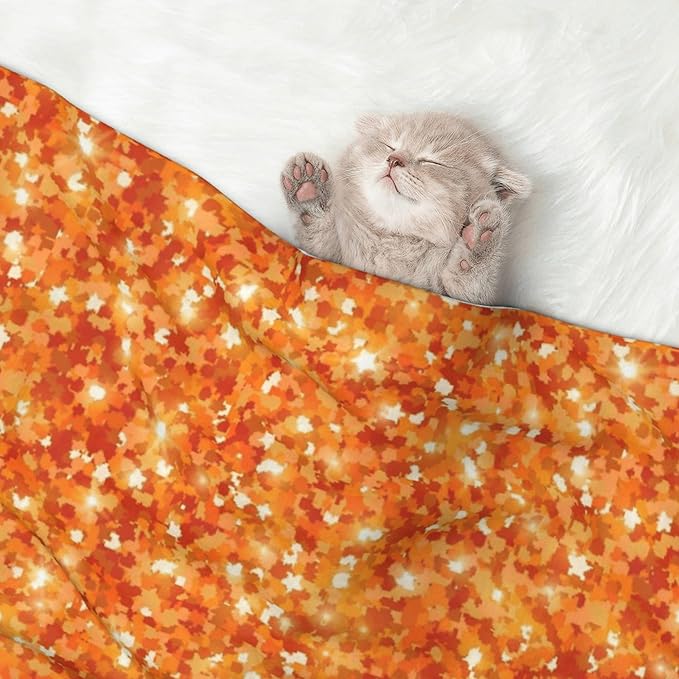 Waterproof Dog Blanket Soft Pet Blanket for Puppy Cat, Fleece Cat Throw Blankets for Furniture Bed Couch Sofa Reversible - Orange Glitter