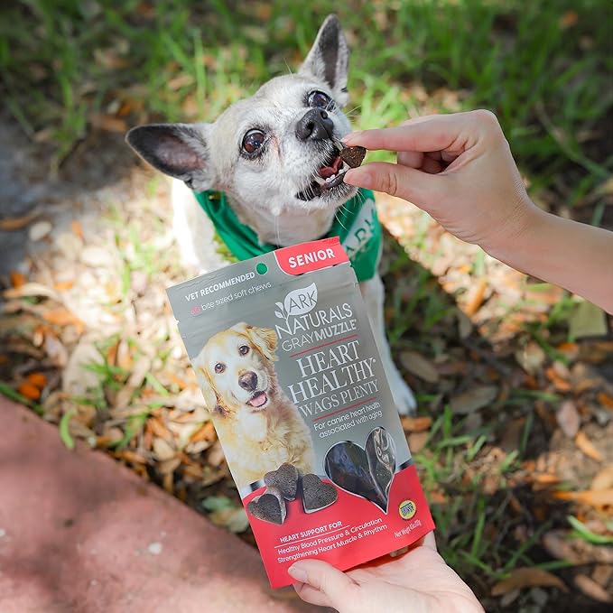ARK NATURALS Gray Muzzle Heart Healthy Wags Plenty Dog Chews, Vet Recommended for Senior Dogs to Support Heart Muscle, Blood Pressure and Circulation, Natural Ingredients, 60 Count,Red,71002