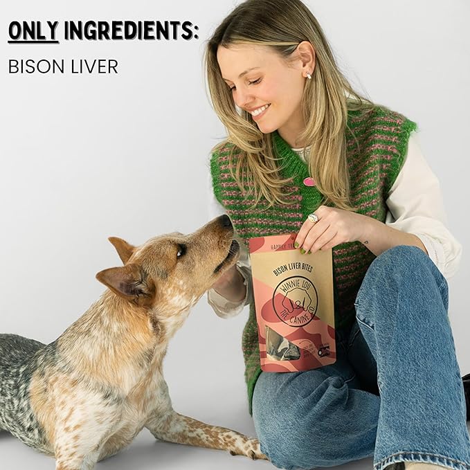 Winnie Lou Bison Liver Bites Dog Treats – Limited Ingredient, Human Grade, Training Treats for Small, Medium & Large Dogs, USA Made, High Protein, Chews, Hypoallergenic, Sensative Stomach (1 Pack)