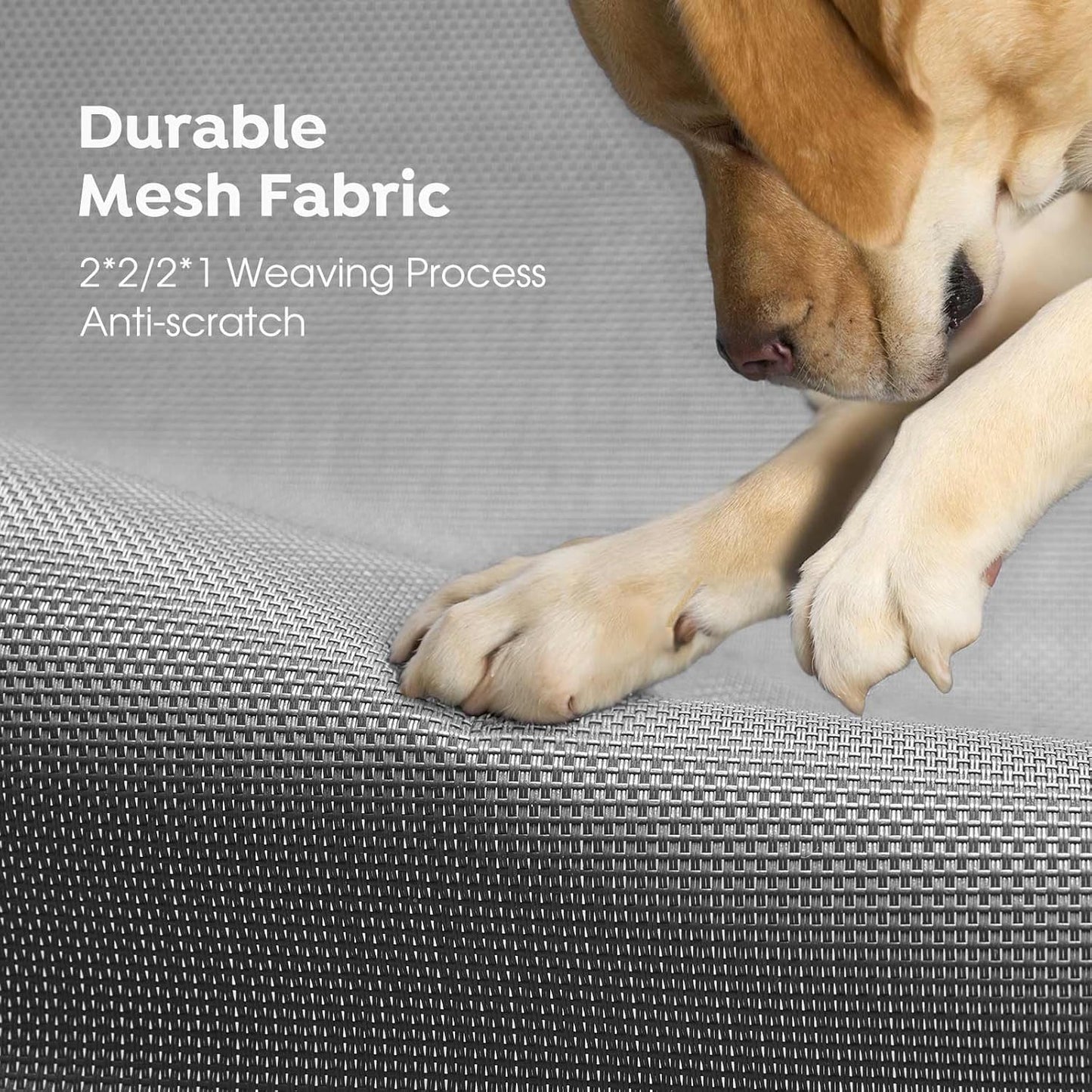 Veehoo Original Outdoor Elevated Dog Bed, Cooling Raised Dog Cot for Large Dogs, Portable Standing Pet Hammock Platform with Washable Breathable Mesh, No-Slip Feet, Large, Grey, CWC2201