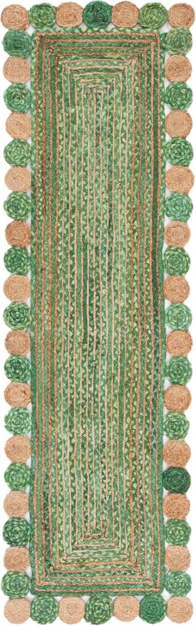 SAFAVIEH Cape Cod Collection 2' 3" x 8' Green / Natural CAP201Y Handmade Boho