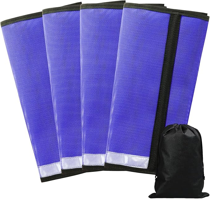 Fly Boots for Horses Set of 4 Leg Wraps Protection, Mesh Horse Fly Leggings Breathable Tendon Boots for Reduces Stomping & Leg Fatigue Dark Blue Large