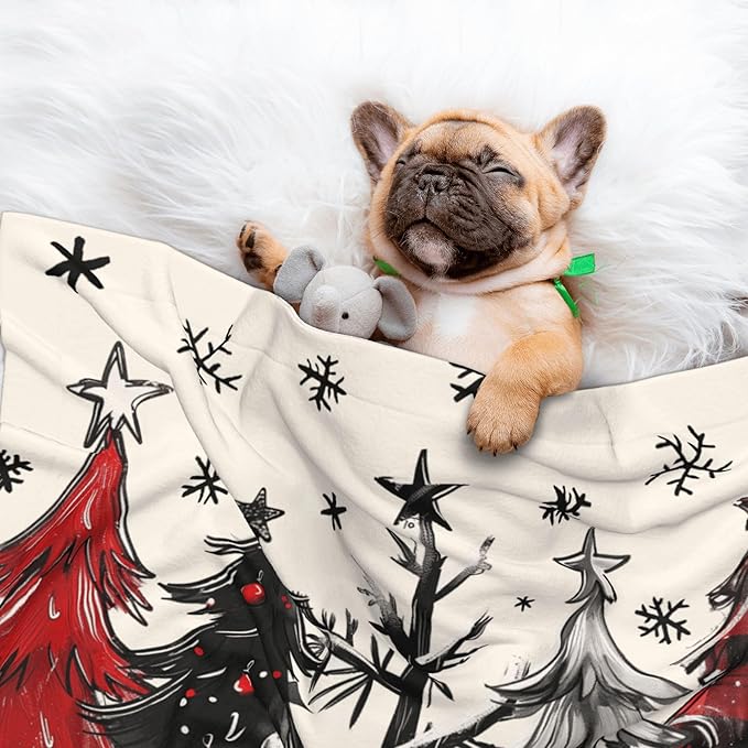 Winter Blanket for Dog Cat - Snowflake Throw Blanket 23 x 16 mas Tree Pet Blanket for Couch Sofa Bed