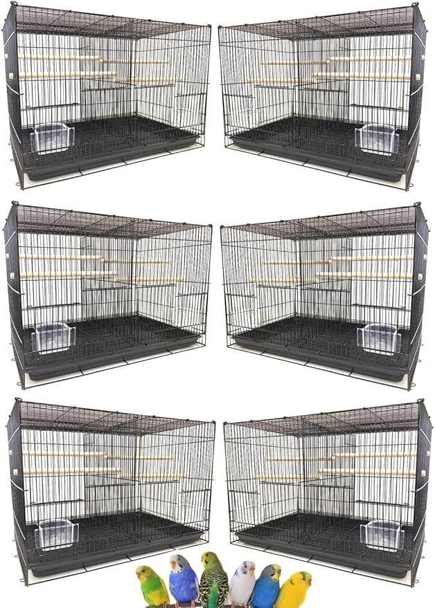 Lot of Breeding Flight Bird Cage for Aviaries Canaries Budgies Finches Lovebird Parakeet (24"x16"x16" Black with Divider)