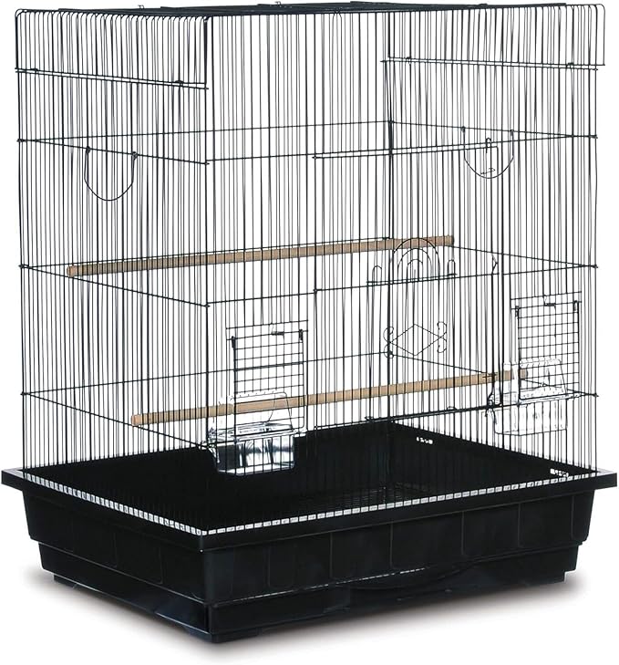 Artisanal Attic Square Roof Bird Cage with Unique Square Roof Design, Durable Construction, Spacious Interior White