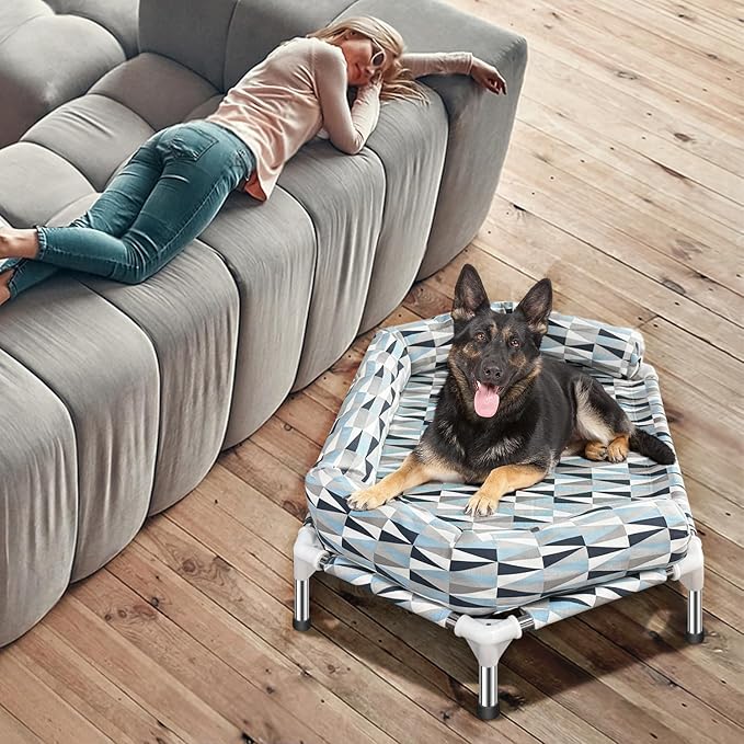 Orthopedic Dog Bed - Beds Bolster,Cooling Elevated Dog Beds with Metal Frame,Raised Dogs Bed,Easy to Assemble,Up to 50 lbs,Small (40" L x 24.5" W x 6.7" Th)