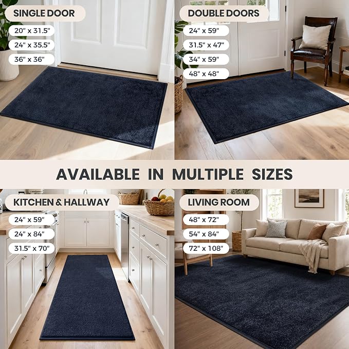 PURRUGS Dirt Trapping Door Mat 31.5" x 70", Non-Slip Machine Washable Entryway