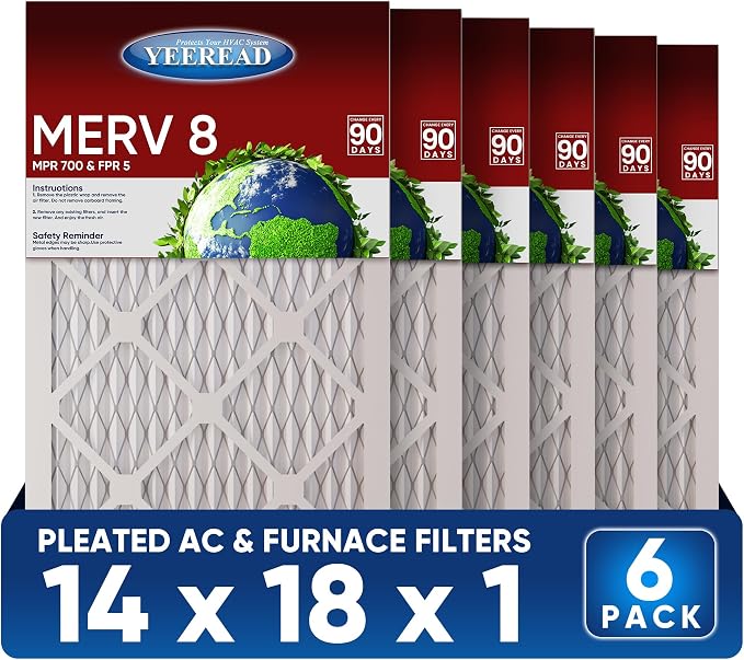 14x18x1 MERV 8 Air Filters 6-Pack – 13.7" x 17.7" x 0.75" – HVAC, AC & Furnace