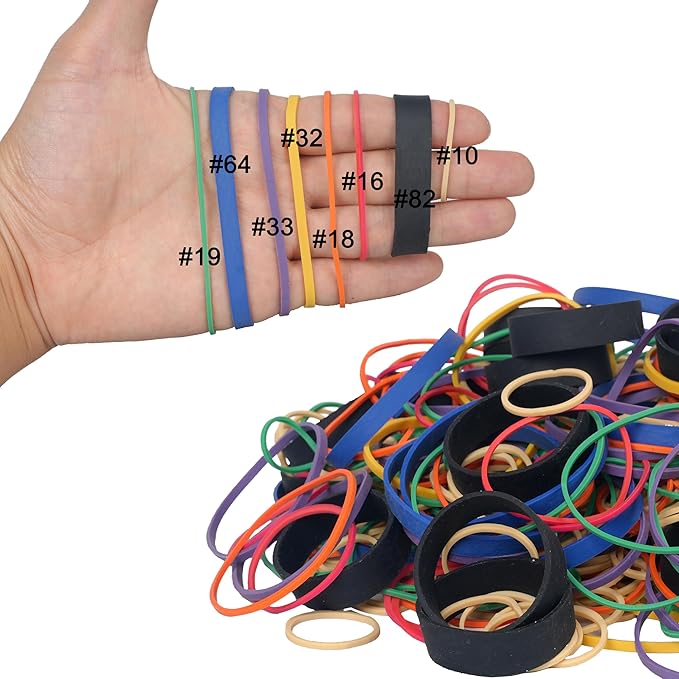 HAIDIBAO-Rubber Bands Assorted Sizes multicolor Elastic Rubber Bands Office Supplies 0.5lbs size10,size16,size18,size#19,size#32,size#33,size#64,size#82