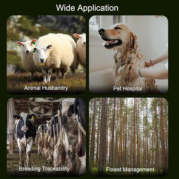 Diyeeni Pet Microchip Reader, 500 Records Animal Chip ID Scanner, Animal ID Tag Handheld Reader for Dog Cat Pig, Support EMID & FDX B (ISO11784/11785) 134.2KHz/125KHz