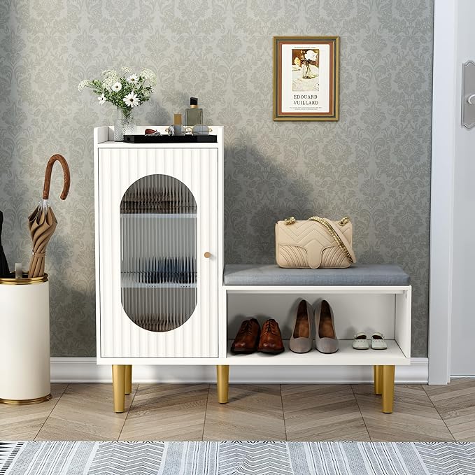 HLR Storage Bench Set of 2, L-Shaped Storage Cabinet