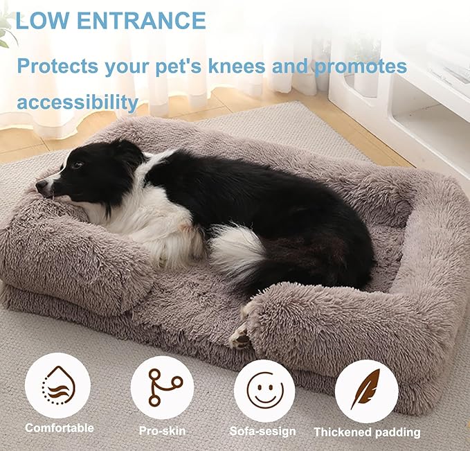 Dog Beds Large Sized dog Orthopedic, Sofa Dog Bed with Waterproof Lining and Nonskid Bottom, Rectangle Washable Dog Bed for Medium Small Dogs and Cats Comfortable ( Color : Brown2 , Size : 23 x 18" )