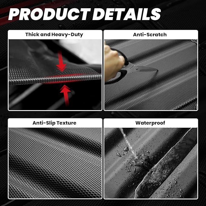 LASFIT Premium Extra Thick Truck Bed Mat for Tesla Cybertruck 2025/2024/2023 Base/Cyberbeast 6FT Car Bed Liner Cybertruck Accessories | Custom Fit TPE All Weather Pickup Rear Trunk Cargo Mat, Black