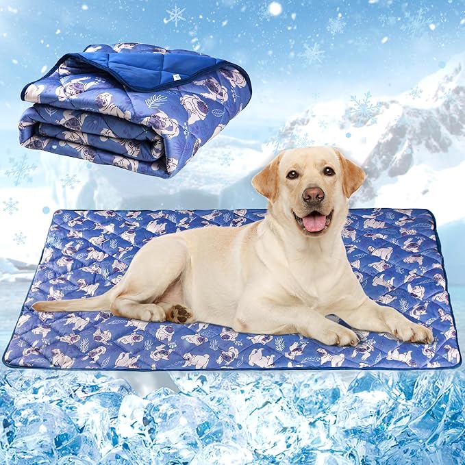 Langsprit Dog Cooling Mat, Washable Dogs Cats Pet Non-Toxic Cooling Pads Summer Sleeping Kennel Mats，Pet Self Cool Ice Blanket for Indoor & Outdoor Dog Beach Essentials Large