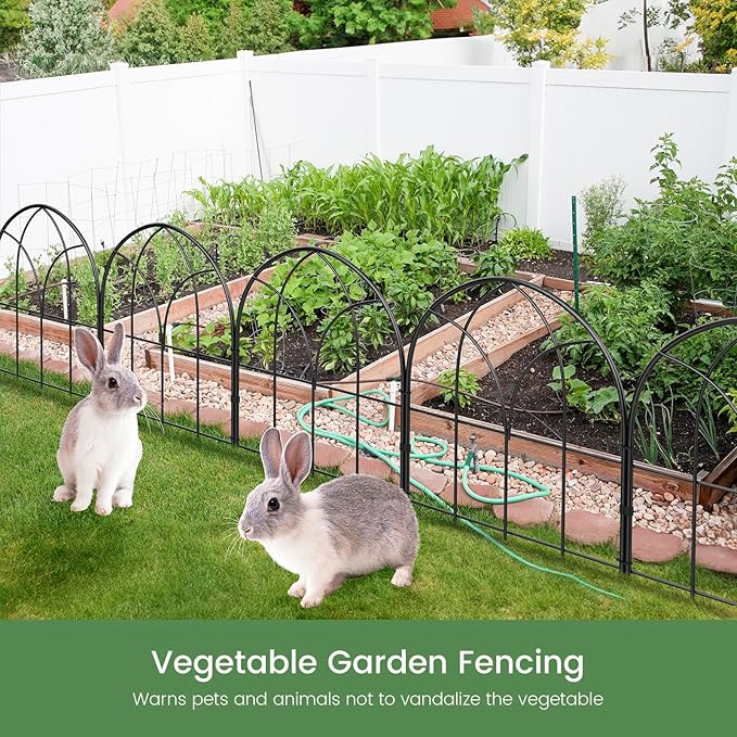 Small 12.55"*16.53" Decorative Garden Fencing Border, No Dig Fences Barrier, Black Metal Fence, Garden Edging Fence Panel, Dog Fence Outdoor for Yard, Flower Bed (6 Pcs)