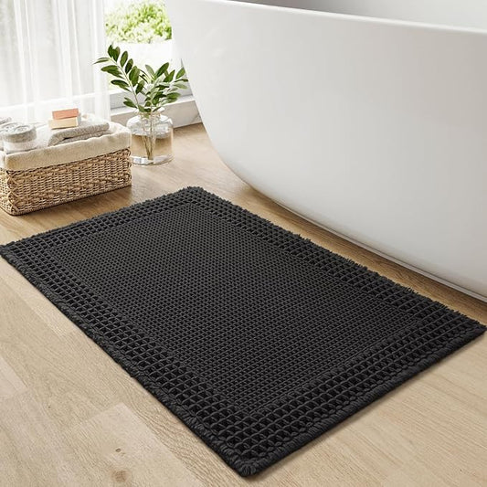 RESARE Waffle Bath Mat for Bathroom, Super Absorbent Bathroom Rugs Non Slip